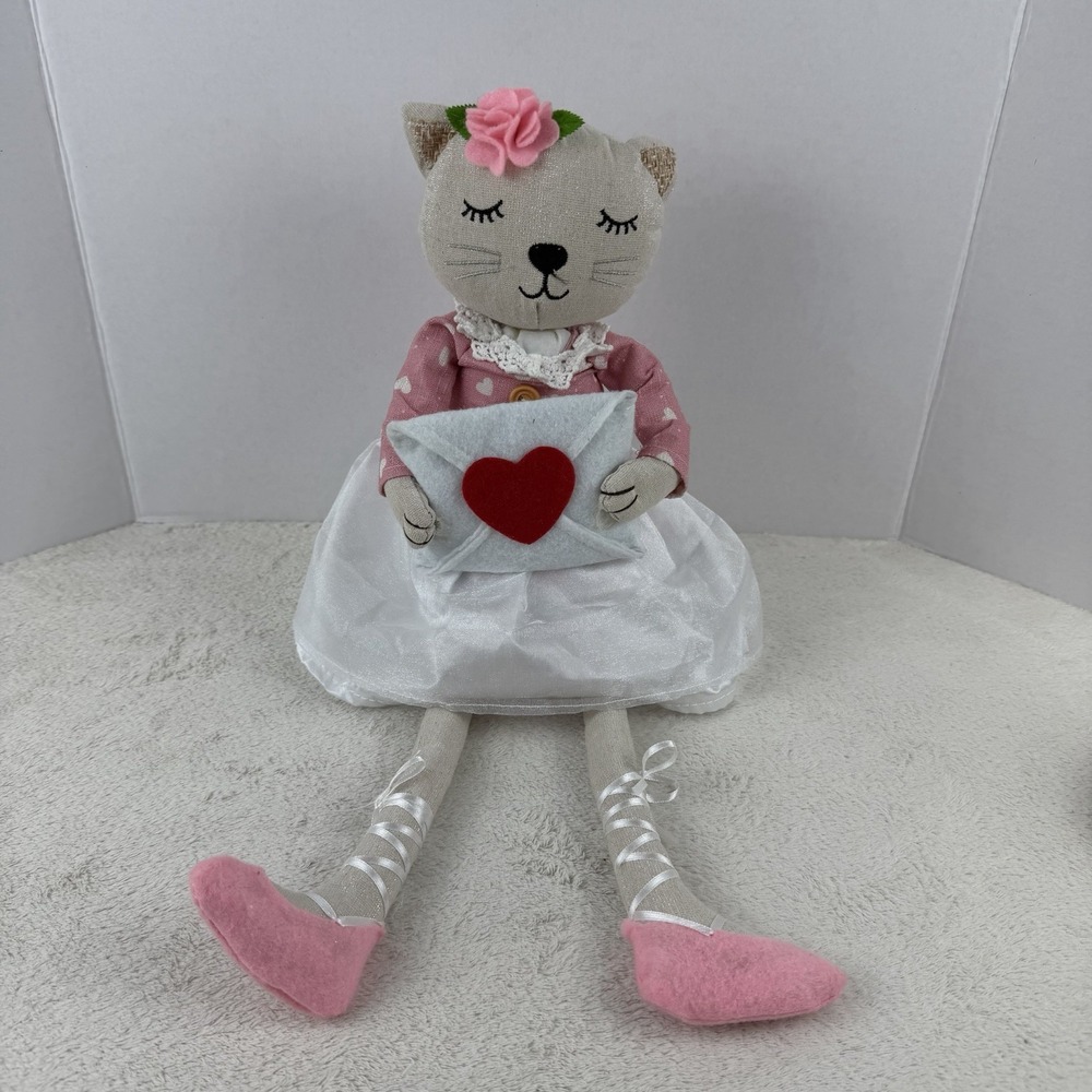 Shimmering Ballerina Cat Doll Shelf Sitter Weighted‎ Bottom Decorative 21" Tall
